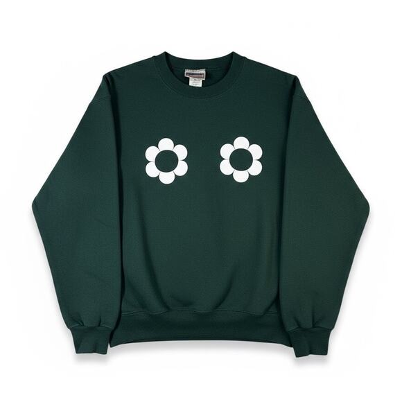 VTG 90s Ultimate Hanes Cotton Printpro Crewneck Sweatshirt Green Womens S 34-36 - Picture 1 of 10